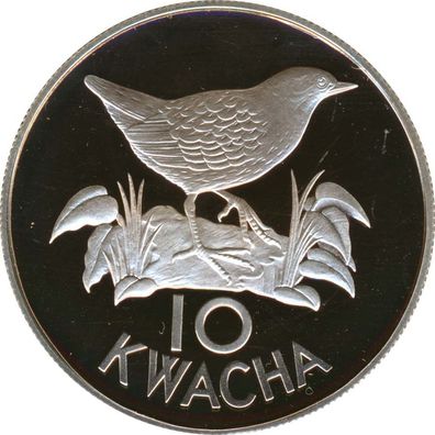Sambia 10 Kwacha 1986 PP World Wildlife Fund Silber*