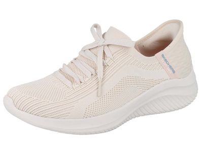 Skechers Ultra Flex 3.0 Damen Schlupfsneaker Slipper beige Textil vegan