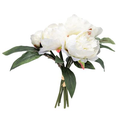 Kunst Blume Pfingstrosen Strauß 30cm - creme weiß - Deko Päonie künstliche Rosen