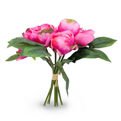 Kunst Blume Pfingstrosen Strauß 30 cm - fuchsia - Deko Päonie künstliche Rosen