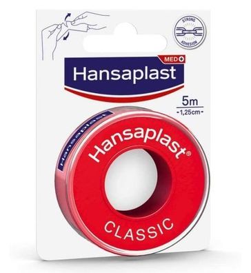 Hansaplast Classic Pflasterrolle - Hautschonend und Langlebig, 5m x 1,25 cm
