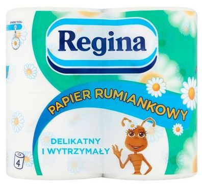 Regina Kamillen Toilettenpapier, 4 Rollen - Luxuriöse Kamillenfrische