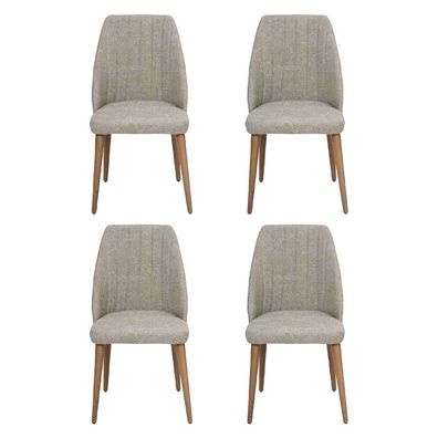 Modern Grau 4x Stühle Polsterstuhl Luxus Sessel Stuhl Lehnstuhl Esszimmer