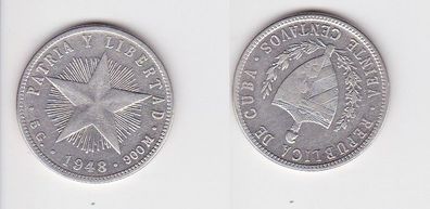 20 Centavos Silber Münze Kuba 1948 900er Silber (166731)