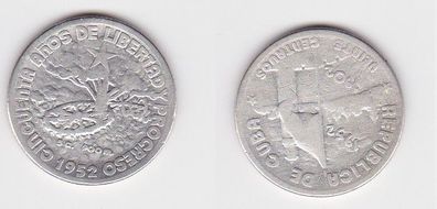 20 Centavos Silber Münze Kuba 1952 900er Silber (166602)