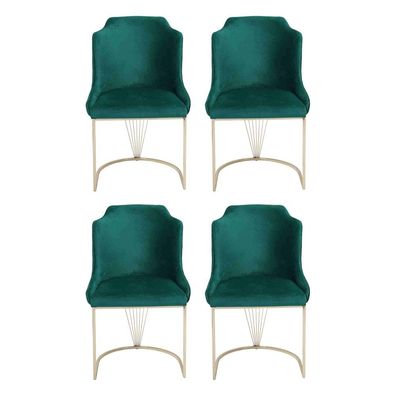 Designer Grüner Esszimmerstuhl 4x Stühle Luxus Einsitzer Moderne Esszimmer