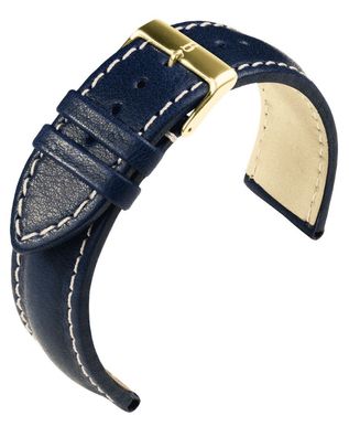 Eulit Barington Chronomaster Uhrenarmband blau Leder > Made in Germany
