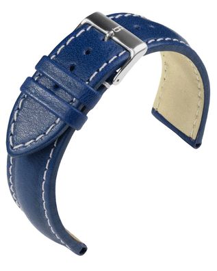 Eulit Barington Chronomaster Uhrenarmband XL blau Leder > genarbt