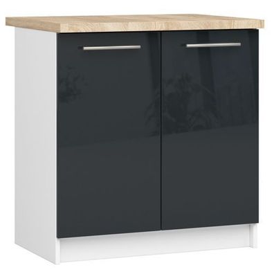 Küchenschrank AKORD OLIWIA modular S80 Weiß 80 cm Front Graphit Hochglanz 80x85x46 cm