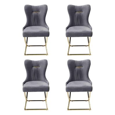 Stilvoll Esszimmer 4x Stühle Luxus Sessel Stuhl grau Sessel Wohnzimmer Möbel neu