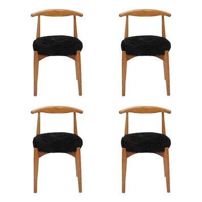 Modern Esszimmer Holz 4x Stühle Braun Ohne Armlehne Design gepolsterter Stuhl
