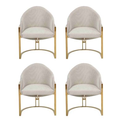 Modern 4x Stühle Polsterstuhl Esszimmerstuhl Metall Küchenstuhl Weiß Stilvoll