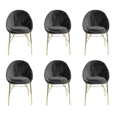 Moderne Design Schwarz 6x Stühle Ohne Armlehne Esszimmer Luxus Möbel