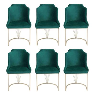 Luxus Designer Grüner Esszimmerstuhl 6x Stühle Einsitzer Moderne Esszimmer