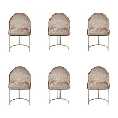 Luxus Esszimmerstuhl 6x Stühle Textildesign Metall zeitgenössische Stuhlmöbel