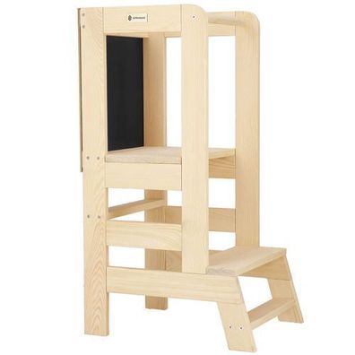 Lernturm mit Tafel für Montessori-Haus 90 cm Massivholz Treppenhochstuhl mit Plattfor