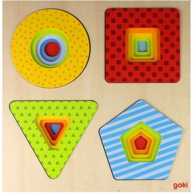 GOKI Geometrische Formen 4in1 Mehrschichtenpuzzle