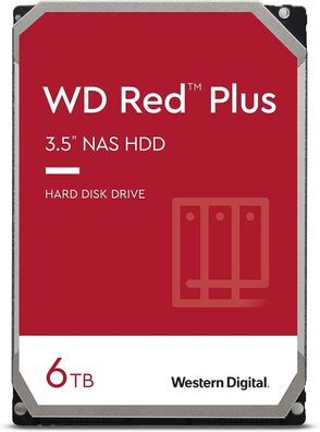 WD Red Plus interne Festplatte NAS 6 TB (3,5 Zoll, Workload-Rate 180 TB/ Jahr