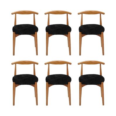 Luxus Esszimmer Holz 6x Stühle Braun Ohne Armlehne Design gepolsterter Stuhl
