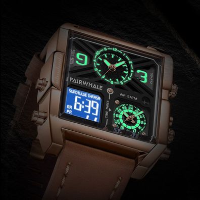 Trendige Sport-Herrenuhr, elektronische Uhr, multifunktionale quadratische Uhr