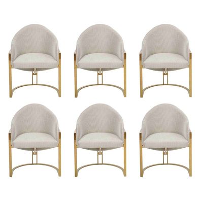 Modern 6x Stühle Polsterstuhl Esszimmerstuhl Metall Küchenstuhl Weiß Stilvoll