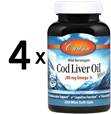 4 x Cod Liver Oil Minis, 280mg - 250 mini softgels