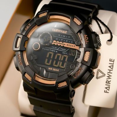 Elektronische Herren-Armbanduhr für Studenten, wasserdicht, multifunktional, ohne