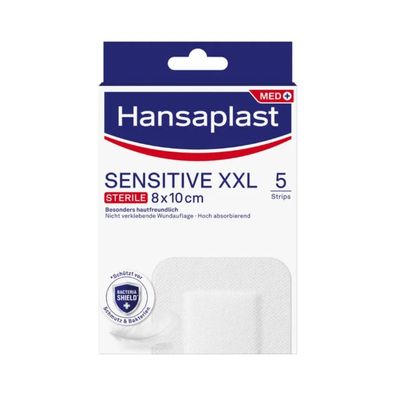 Hansaplast Sensitive XXL 8 cm x 10 cm, steril | Packung (5 Stück) (Gr. Größe XXL)