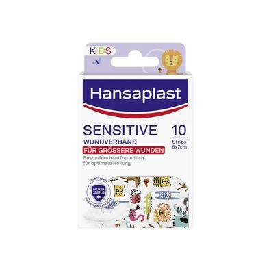 Hansaplast Sensitive Kids Wundverband, 6 x 7 cm | Packung (10 Stück)