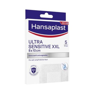 Hansaplast Sensitive XXL, besonders hautfreundlich 8 x 10 cm | Packung (5 Stück)