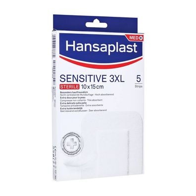 Hansaplast Sensitive 3XL Steril 10 cm x 15 cm, 5 Stück - B086L4G1S| Packung (5 Stück)