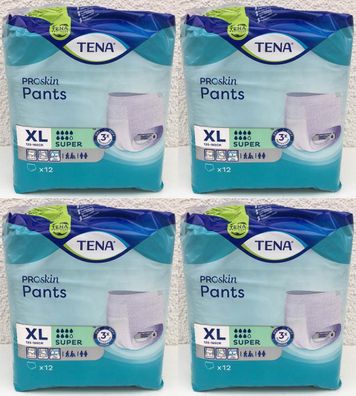 4x Tena Pants ProSkin Super Inkontinenzeinlagen Windeln Einlagen XL 48 Stück NEU