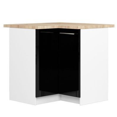 Küchenschrank AKORD OLIWIA modular S90 Weiß 90 cm Front Schwarz Hochglanz 90x85x46 cm