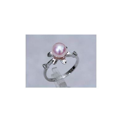 Luna-Pearls - Luna-R87 - Ring - 585 Weißgold - Akoyaperle 7-7.5mm - Diamanten W/ si