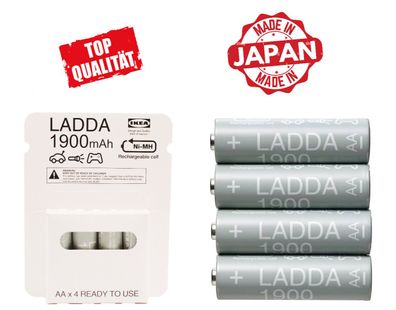 4x AA 1900 mAh Ladda NI-MH AKKU Wiederaufladbar Batterie Mignon Made in Japan
