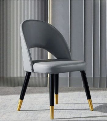 Moderner Grauer Esszimmer Stuhl 1-Sitzer Designer Einsitzer Holzstühle