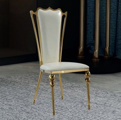 Esszimmer Möbel Designer Weiß-Goldener Stuhl Polster Möbel Modern Neu