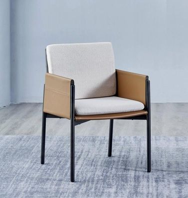 Weiß-Beiger Armlehnenstuhl Designer Stühle Polstermöbel Moderne Möbel
