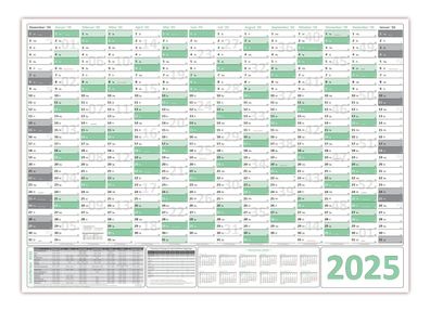 Green Wandkalender DIN A0 2025 gerollt Wandplaner Ferien & Feiertage