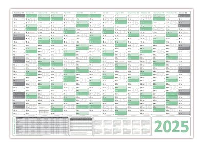 Green Wandkalender DIN A1 2025 gerollt Wandplaner inkl. Ferien & Feiertage