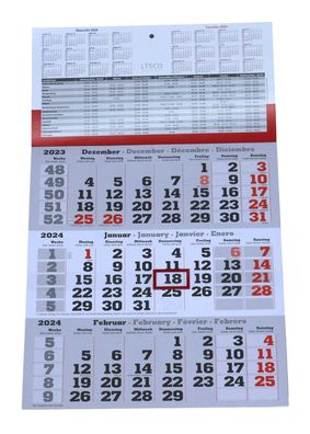 Plano 3 Monats Wandkalender 2024 inkl. Ferien Dreimonatskalender