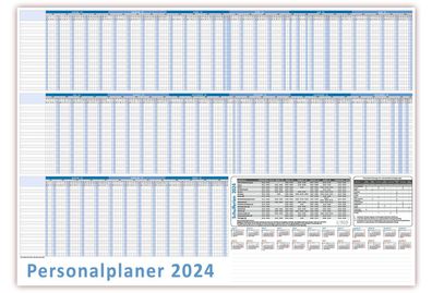 Urlaubsplaner DIN B1 2024 Personalplaner 100x70cm für 22 Mitarbeiter