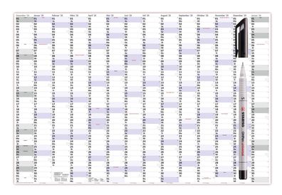 XXXL Wandkalender Special A0 2025 nass abwischbar 120x80cm + Folienstift