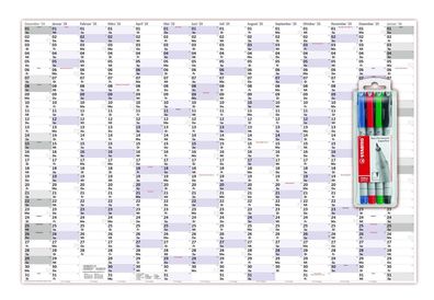 XXXL Wandkalender Special A0 2025 nass abwischbar 120x80cm inkl. Stifteset