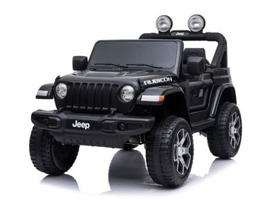 Kinder Elektroauto Jeep Wrangler Rubicon, 2 Motoren + LED + Audio schwarz