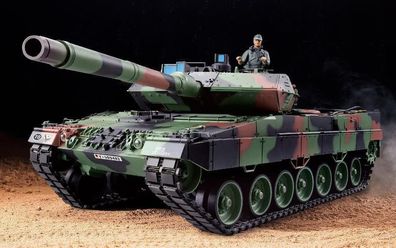 RC Panzer "German Leopard 2A6" Heng Long 1:16 mit R&S, Metallgetriebe (Stahl) un
