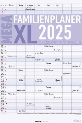 Kalender 2025 -Der MEGA-Familienplaner XL mit 8 Spalten 2025- 33 x 49,5cm