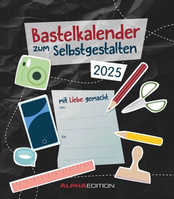 Kalender 2025 -Do-it Yourself schwarz 2025- 21 x 24cm