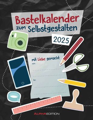 Kalender 2025 -Do-it Yourself schwarz 2025- 24 x 31cm