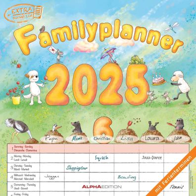 Kalender 2025 -Familienplaner Cartoon 2025- 30 x 30cm